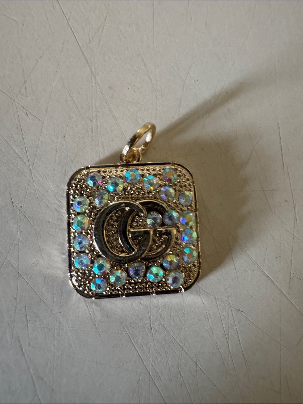 Gucci Gold-Tone Square Pendant with Aurora Crystal Accents